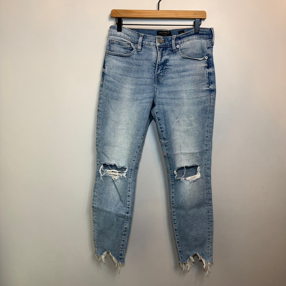 Lucky Brand Ava Mid Rise Skinny Distressed Ankle Jeans Light Wash Size 8/29